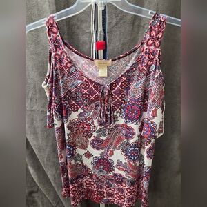 Paisley Print Cold Shoulder Blouse